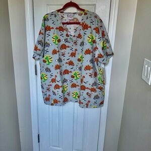 Colorful Animal Print Scrub Top